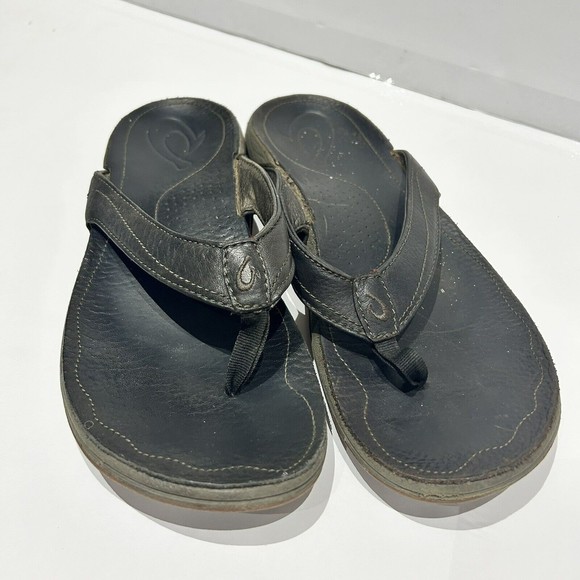 OluKai Black‎ Woman’s Shoes Flip Flops SZ 8 - Picture 2 of 4